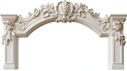 Luxurious Victorian Window Frame Design Isolated on White Background