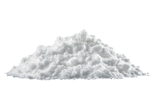 Snow pile cut out isolated on a clean white background, showcasing the texture and volume of freshly accumulated snow