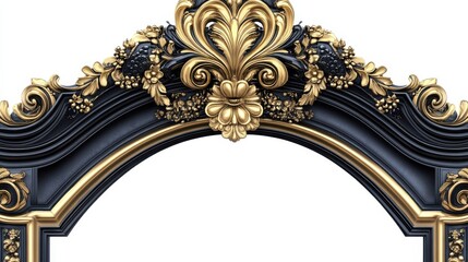 Ornate Victorian Window Frame with Symmetrical Patterns on White