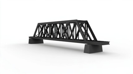 Modern Steel Bridge Design on Isolated White Background