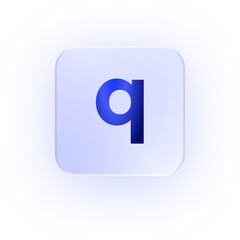 Glassmorphism Icon Alphabet q Letter q Character Typography Capital Text Symbol UI UX School ABC Font Learning Design Soft Drop Shadow