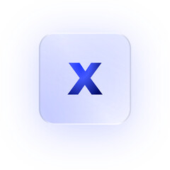 Glassmorphism Icon Alphabet x Letter x Character Typography Capital Text Symbol UI UX School ABC Font Learning Design Soft Drop Shadow