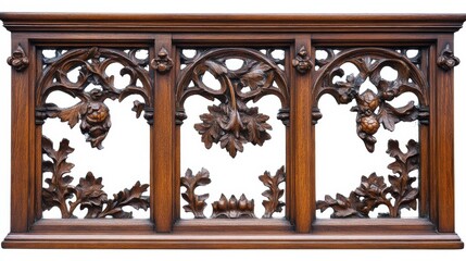 Luxurious Victorian Window Frame with Intricate Wood Carvings