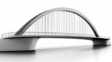 Impressive Steel Bridge Design Spanning River on White Background