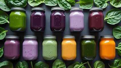 Abundance of Colorful and Healthy Smoothies