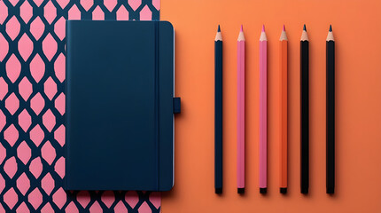 Minimalist Stationery Arrangement on Contrasting Surfaces