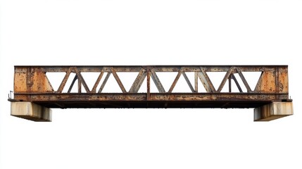 Steel Bridge Spanning River with Precision on Isolated White Background
