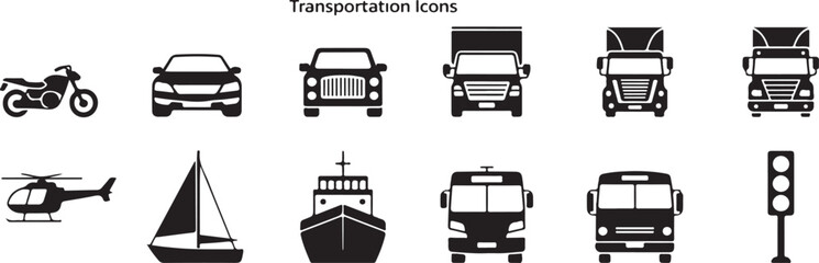 Transportation thin line icons. Editable stroke. Pixel perfect..