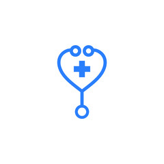 medical logo with stethoscope tool in flat design style