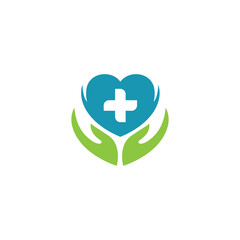 medical love care logo in flat design style