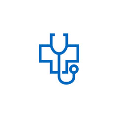 medical logo with doctor stethoscope in flat design style