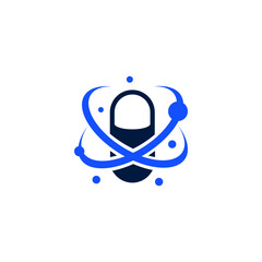 medical drug logo with protective effect in flat design style