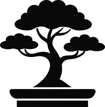 vector tree bonsay natural black and white