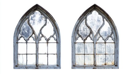 Stylized Floral Window Frames Isolated on White Background