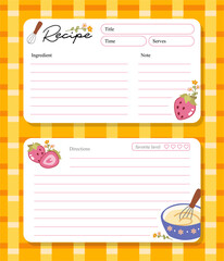 hand drawn recipe card template design