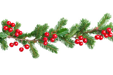 Festive Christmas garland featuring vibrant red cherries and lush green foliage perfect for holiday decor