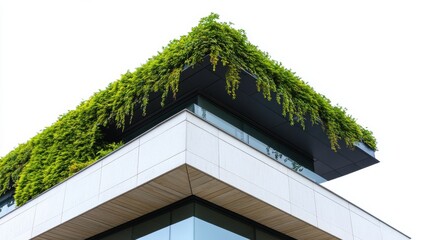 Eco-friendly Office Building with Green Roof and Plant Coverage