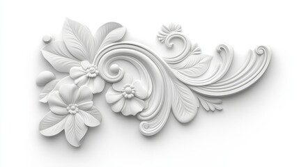 Elegant Victorian Floral Window Frame Motif Isolated on White Background