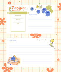 hand drawn cute recipe card template design
