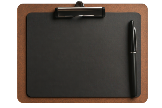 Clipboard with checklist and pen isolated on a white background, suitable for tasks, planning, or organization activities