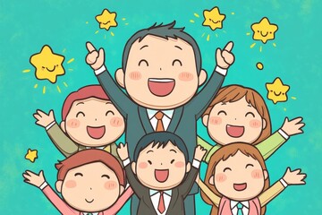 Great job! The boss congratulates the staff for a job well done, Generative AI