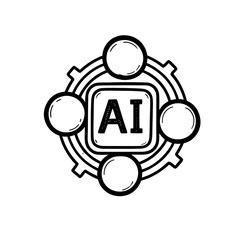 AI Automation and Process Doodle with Gear Icon. (AI Generated)