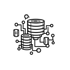 Hand-Drawn Database and Server Network Doodle. (AI Generated)