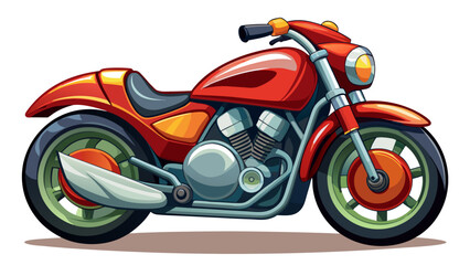 Shiny Toon Style Motorcycle Illustration in Dynamic Pose