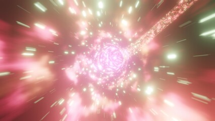ものすごいスピードで駆け抜ける光の軌跡　カラフルな光の背景