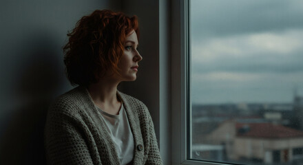 Woman Contemplating Life's Uncertainties by Window