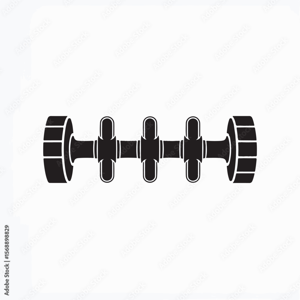 Poster abstract vector illustration of a mechanical component with a wheel and rod design isolated on white