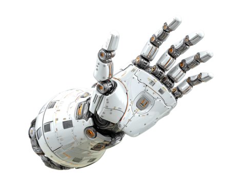 3D rendering robotic hand isolated on a transparent background