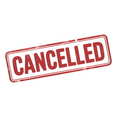 Distressed Red Cancelled Stamp on Black Background Indicating Termination or Rejection