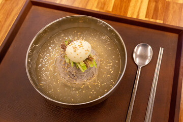 Korean food. Cold noodles. Mul Naengmyeon
