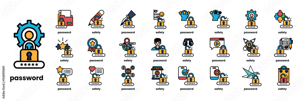 Poster a collection of icons for various security features