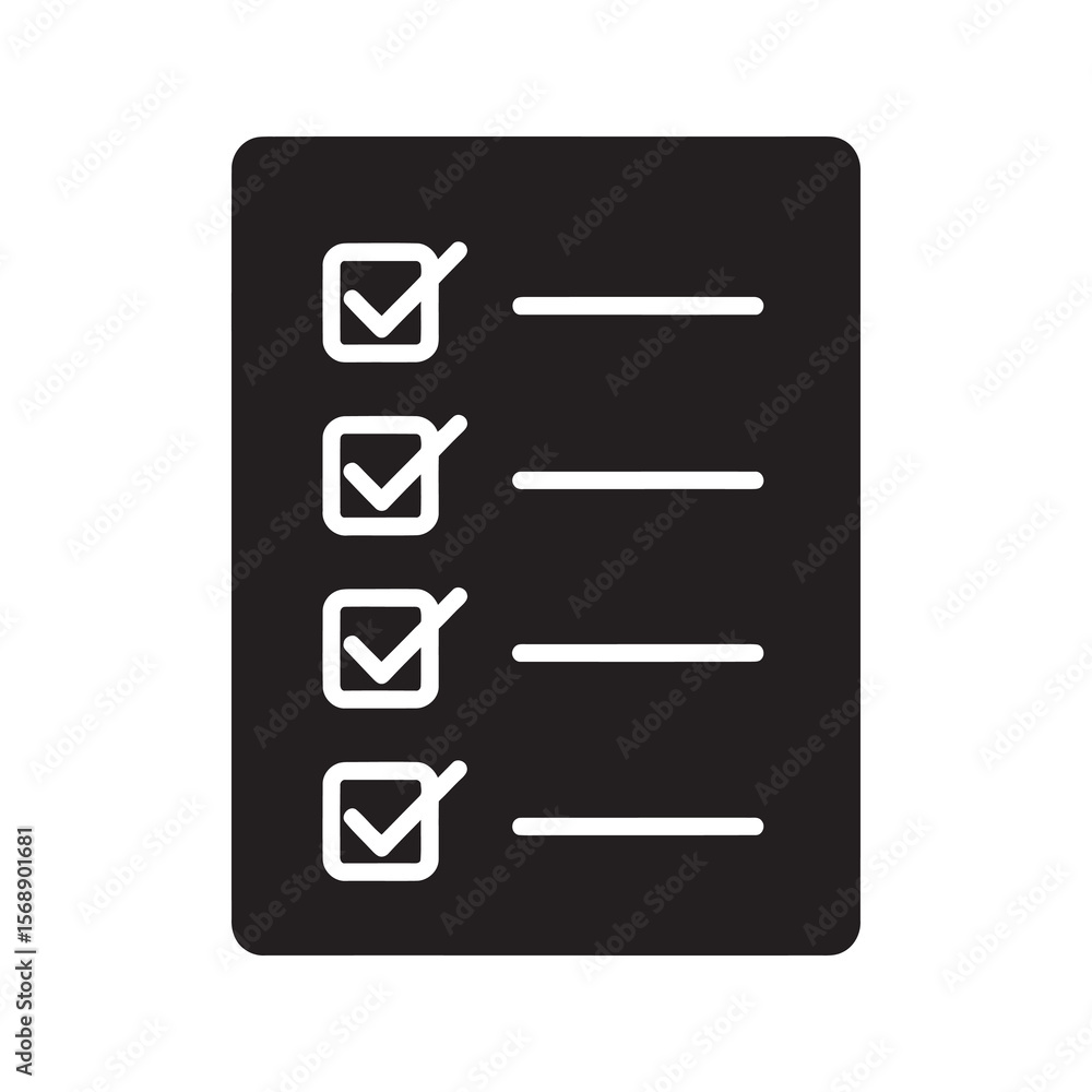 Poster completed task list icon showing project management checklist for successful planning organization a