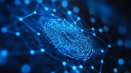 Digital Identity Verification: Futuristic Fingerprint Scan Technology Concept