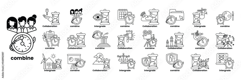 Poster a collection of cartoon images with the word 