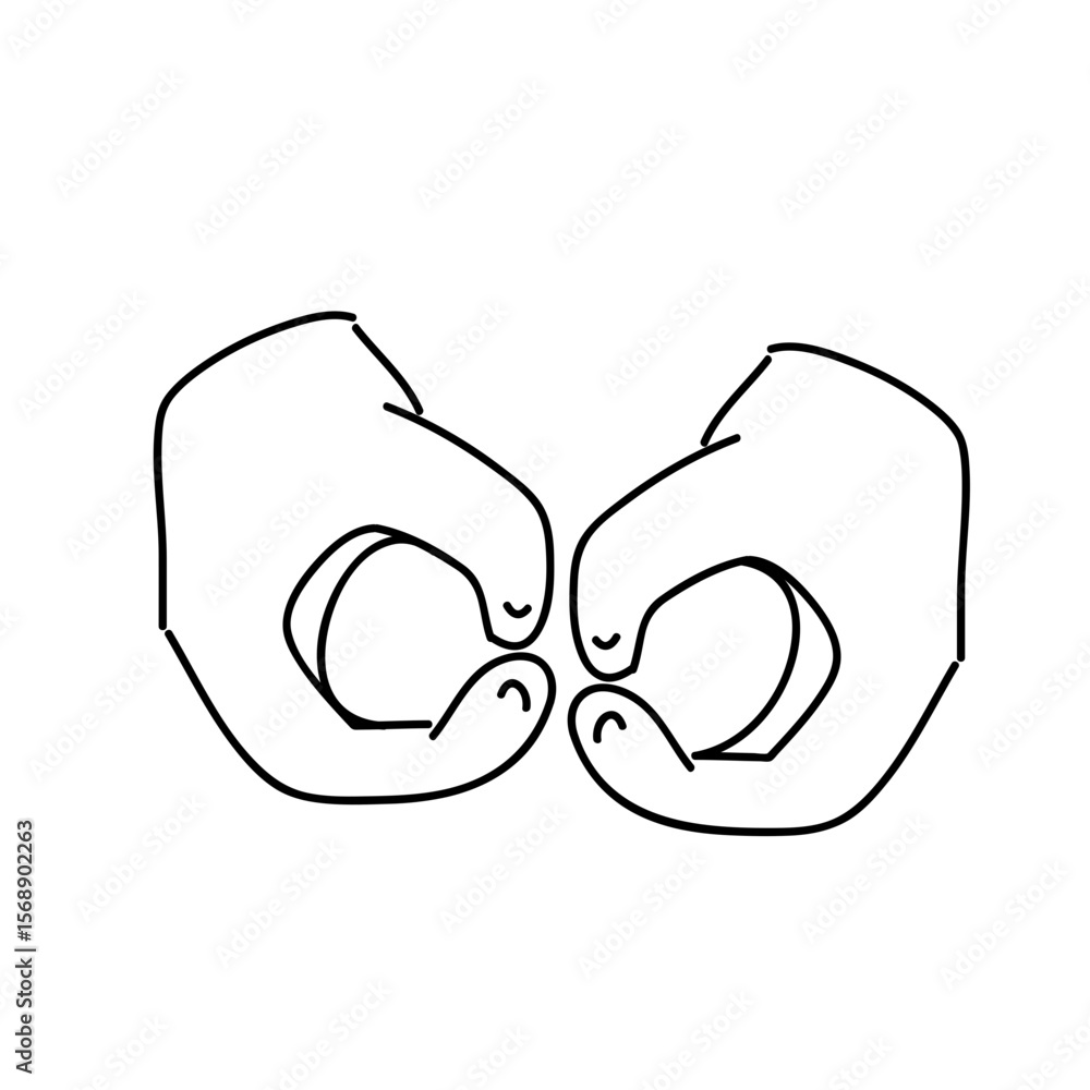 Poster two hands forming circles with fingers touching in a simple black and white line drawing style image