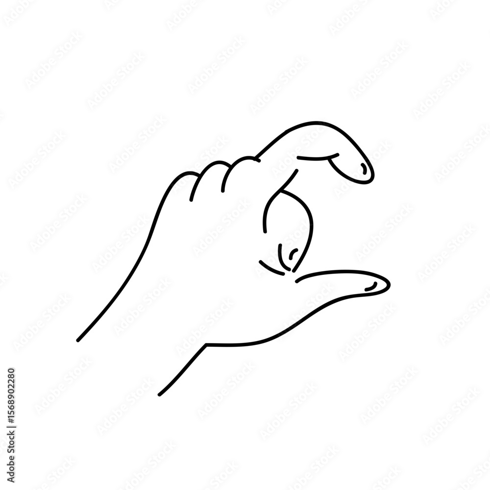 Poster a hand gesture with thumb and index finger close together as if holding something small in outline s