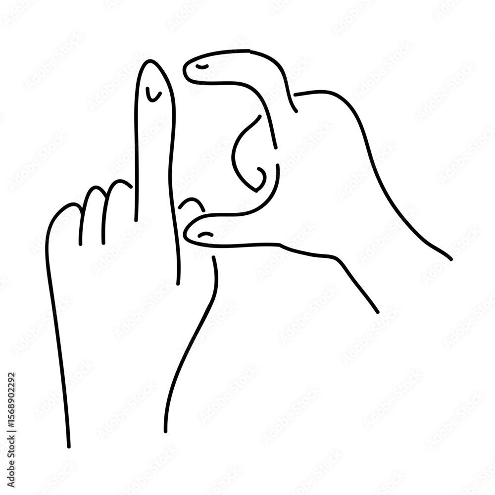 Poster two hands interacting with each other in a minimal line drawing style illustration art design work