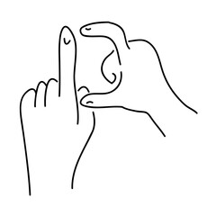 Two hands interacting with each other in a minimal line drawing style illustration art design work