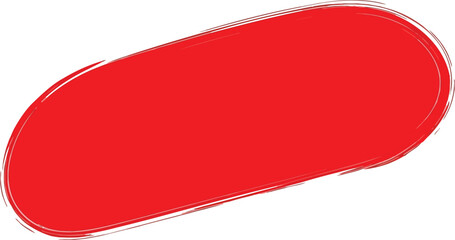 A red oblong shape with a rough outline on a transparent background