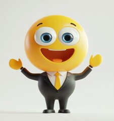 Excited Business Emoji with Fists Pumped