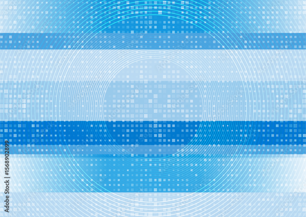 Aufkleber Tech minimal geometric abstract background with linear circles and squares mosaic. Vector concept graphic design