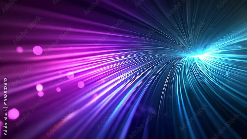 Poster abstract visual of flowing lines in shades of purple and blue, creating a sense of movement and ligh