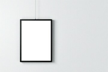 Minimalist black frame hanging on a white textured wall