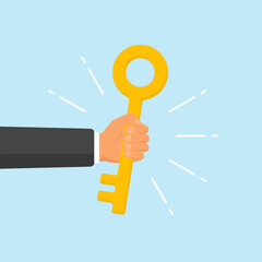 Hand Holding Golden Key Illustration