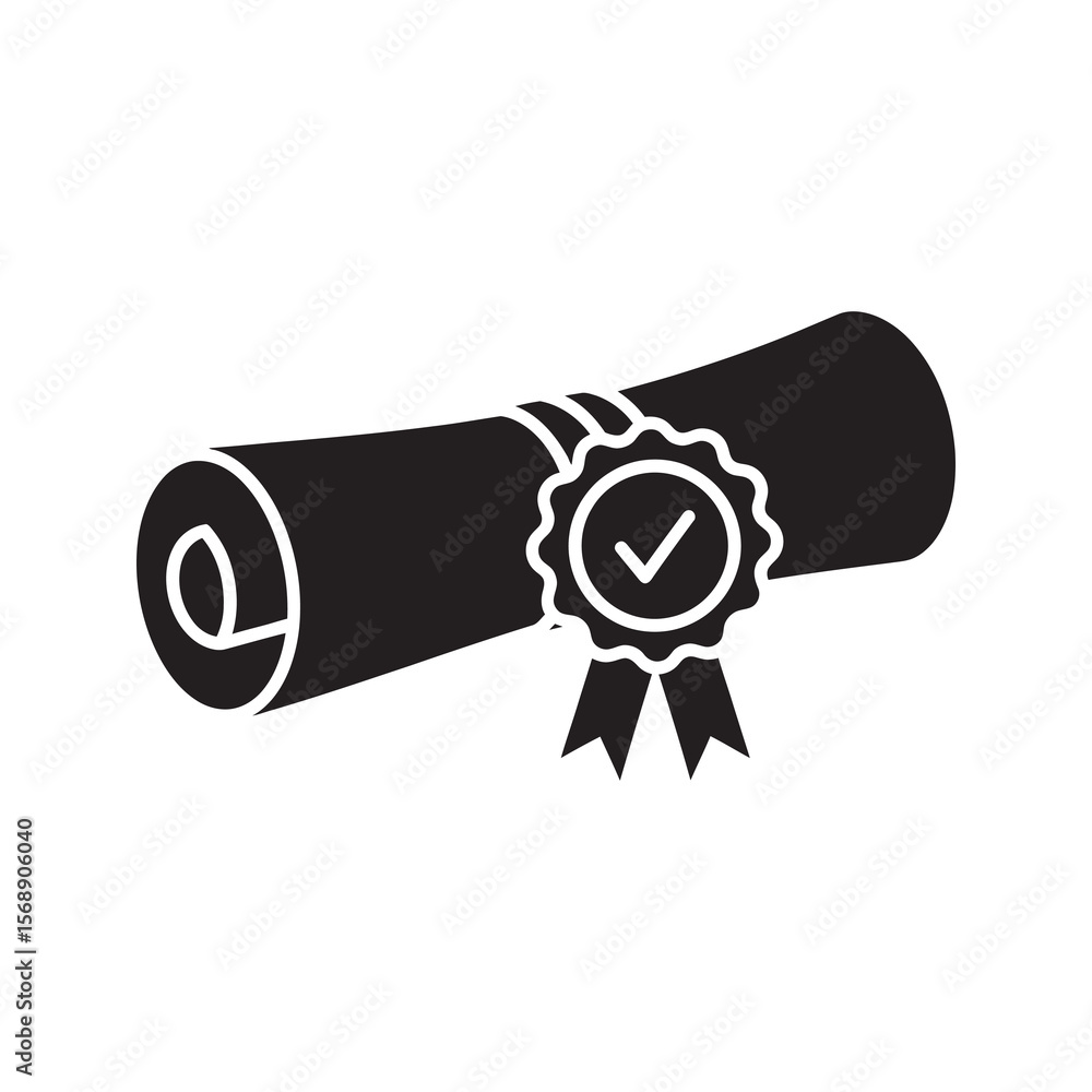 Aufkleber graduation diploma icon representing educational achievement and certification with a degree scroll 
