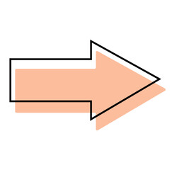 シンプルなオレンジ色のクランクの矢印